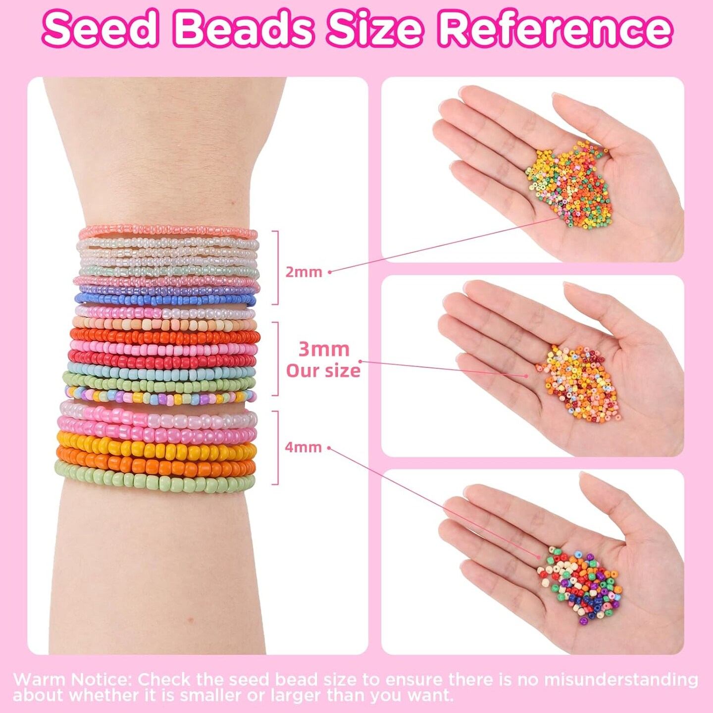 39 Colors 3mm Seed Beads, 9600pcs Small Beads for Jewelry Making