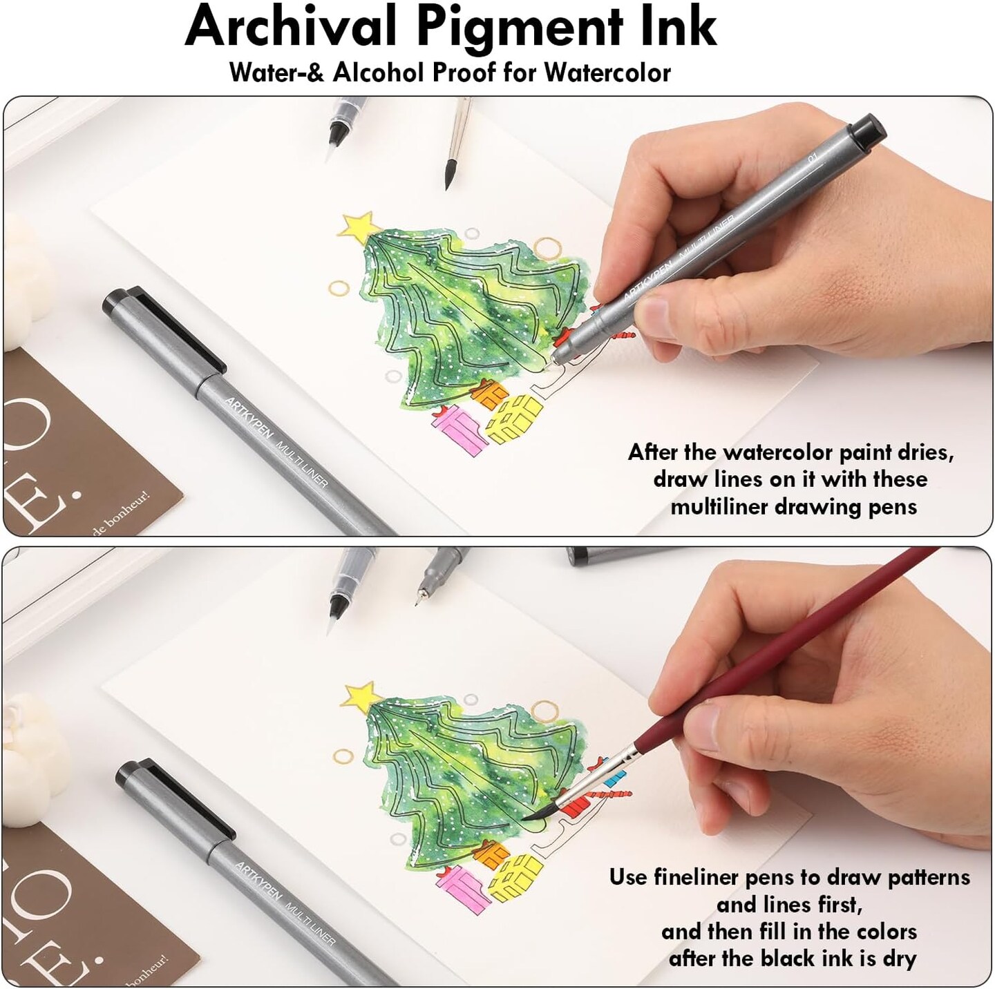 Micro Fineliner Drawing Art Pens: 5 Pack 0.25 mm Black Fine Line Waterproof Ink pen, Artist Supplies for Adults Sketching Anime Manga Watercolor Calligraphy Technical Illustrators