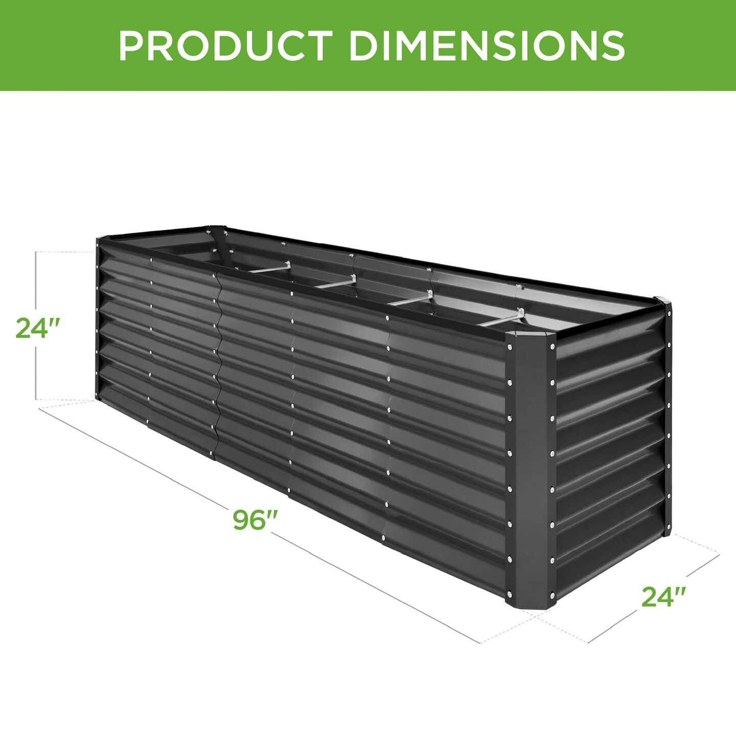 Best Choice Products 8x2x2ft Outdoor Metal Raised Garden Bed, Planter Box for Vegetables, Flowers, Herbs