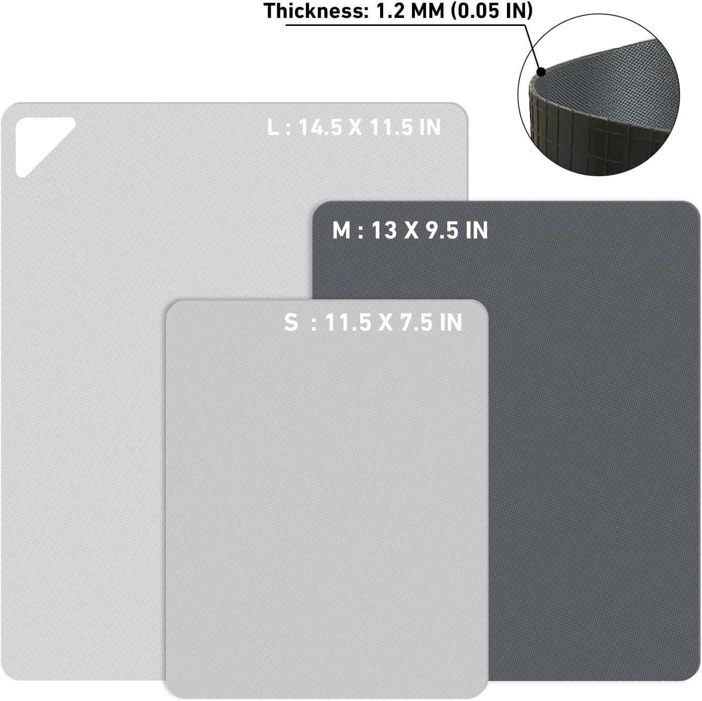 Flexible Plastic Cutting Boards Mats for Kitchen Set of 3, Non Slip Cutting Mat