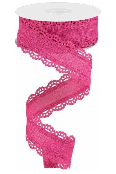 1.5" Scalloped Edge Ribbon: Fuchsia (10 Yard)