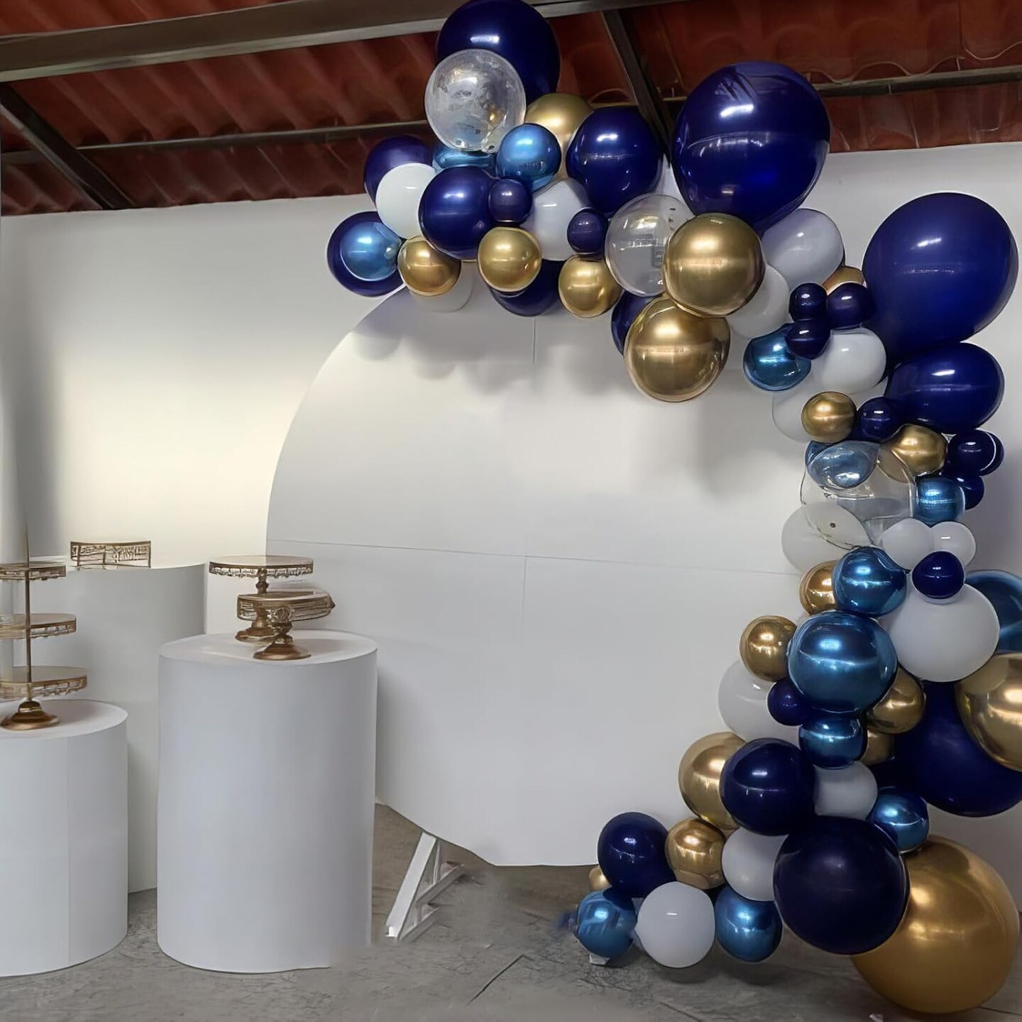 Royal Blue and Gold Balloons, Blue and White Gold Balloons, Macaron Blue Navy Blue Gold Confetti Latex Balloon