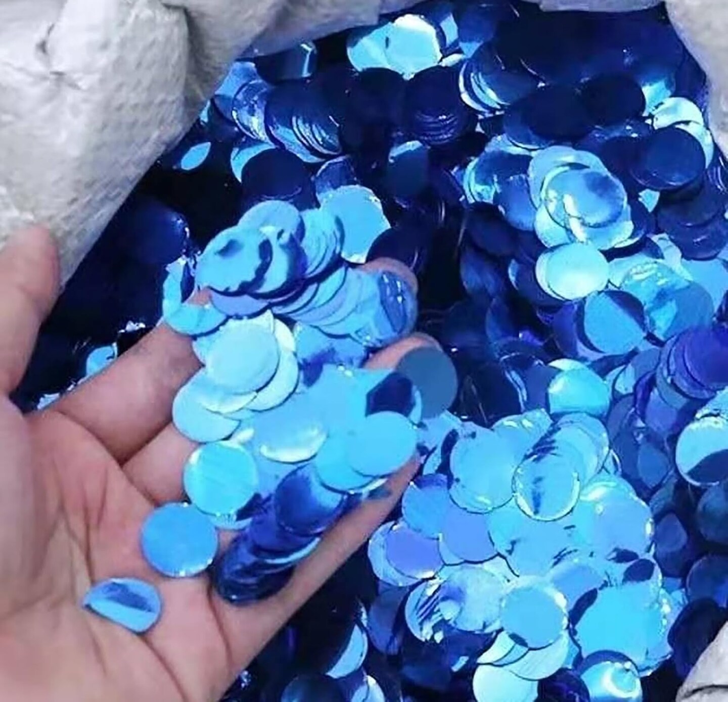 Blue Foil Confetti, Round Foil Glitter Table Confetti Dots, Sparkling for Wedding Birthday Party Decoration (1.76 OZ, 1.5 cm)