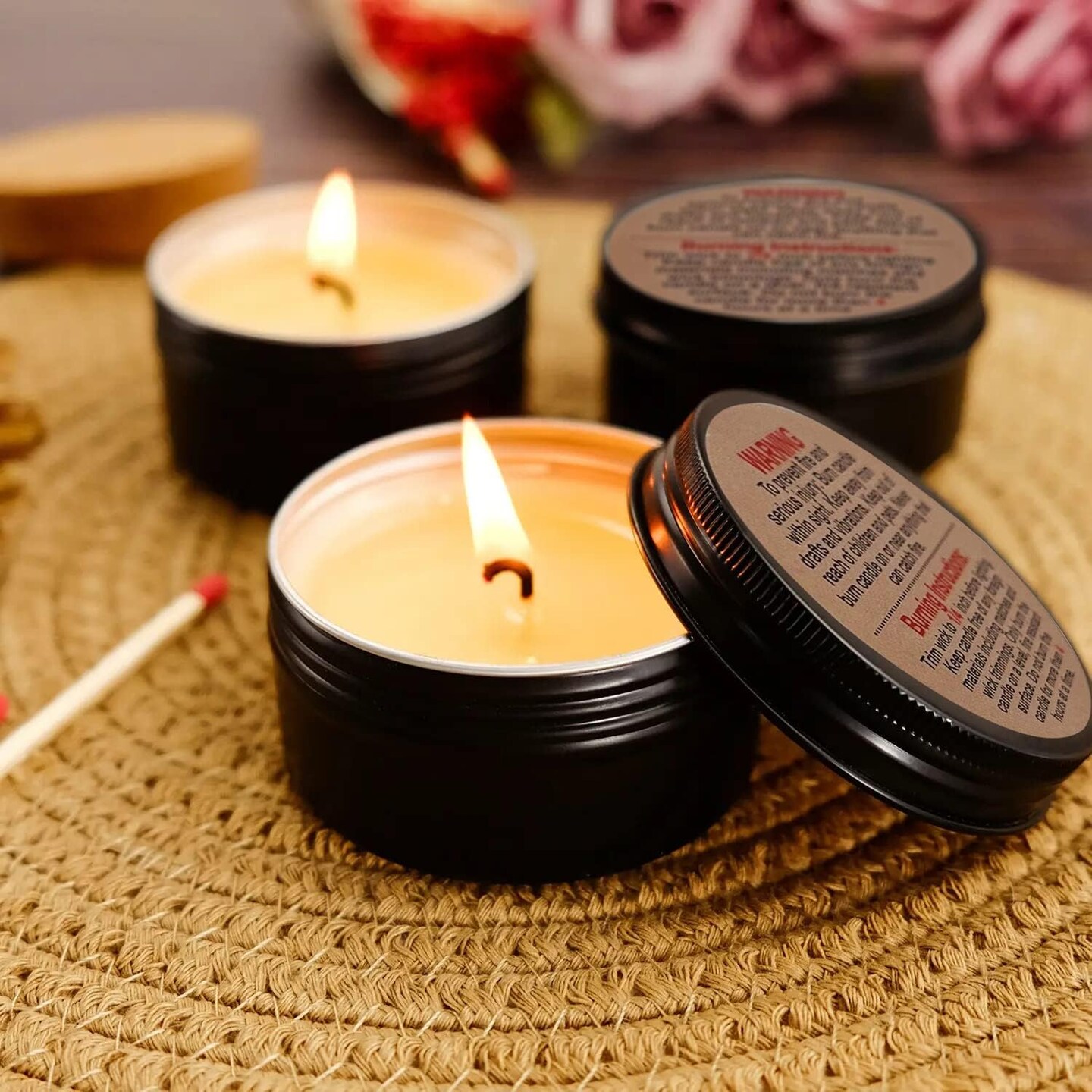 1000 Pcs Warning Labels, 1.5 Inch Safety Stickers for Candle Making DIY Jars, Brown