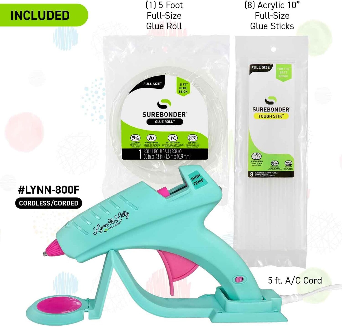 Cordless/Corded Full Size Hot Glue Gun Kit with All Purpose Hot Glue Roll and Tough High Strength Glue Sticks - Blue