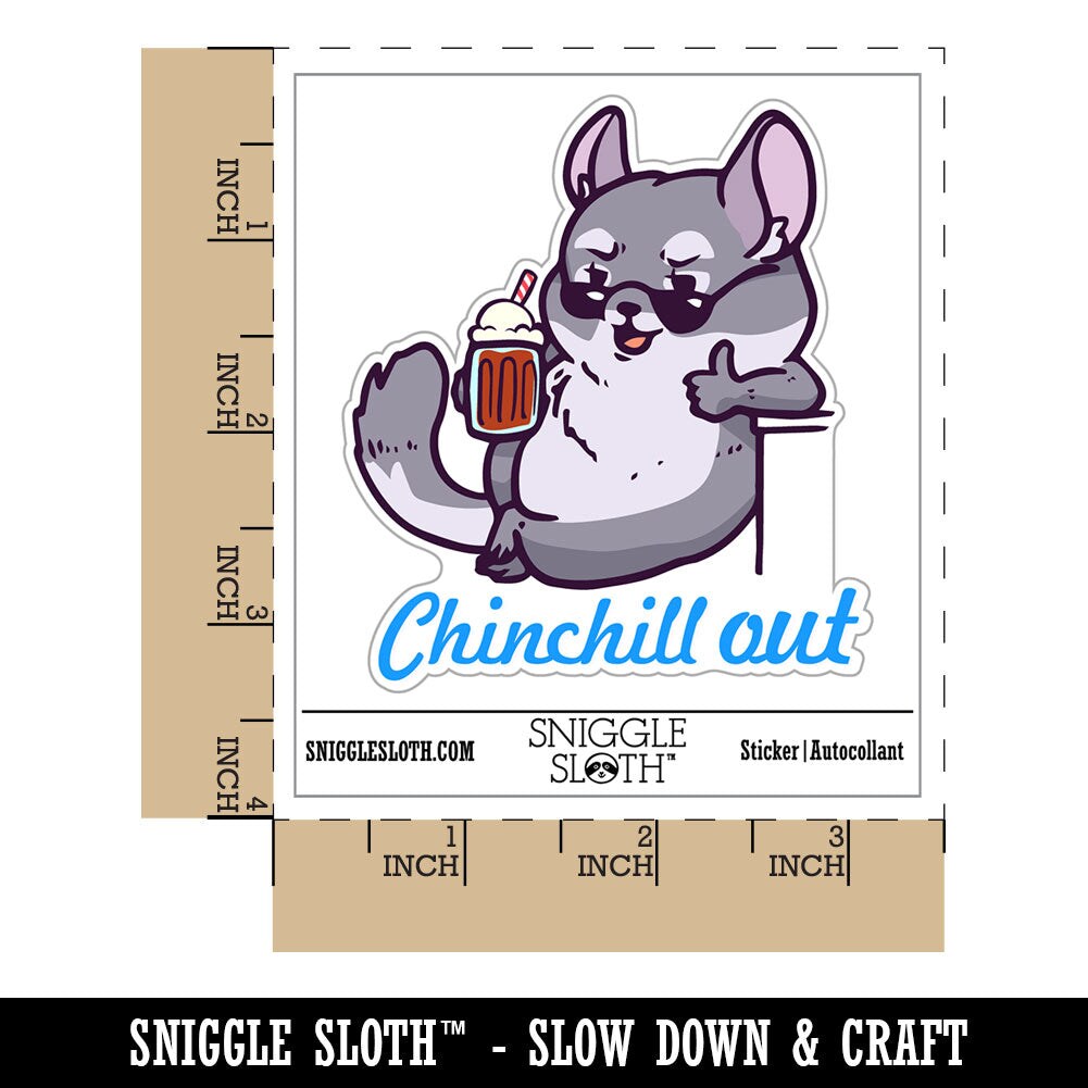 Water Bottle Sticker Set Cool Chinchilla Chill Out Cartoon Cute Waterproof Vinyl Stickers Pack Decal, Skateboard, Laptop, Car, Window, Bumper - 5 Pack