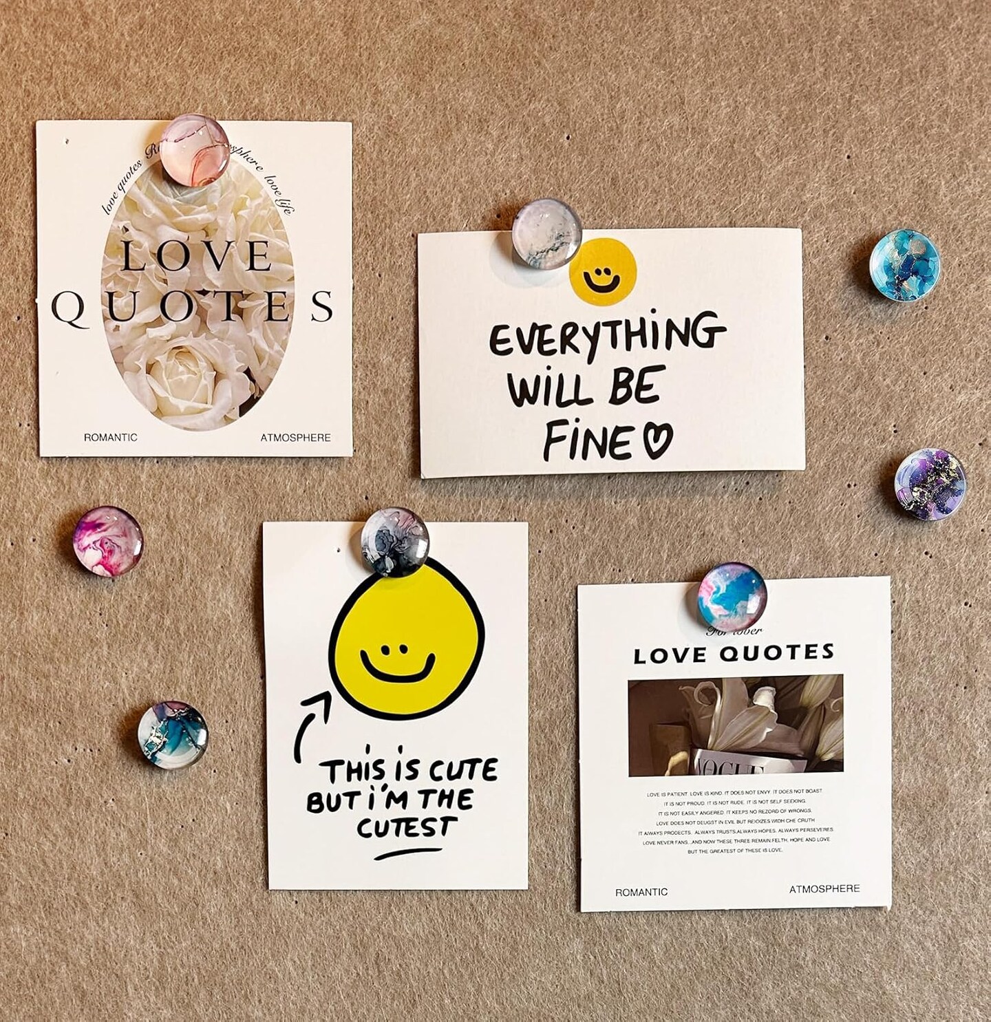 24Pcs Decorative Push Pins,Cute Push Pins,Thumb Tacks for Bulletin Board, Cork Board Thumbtacks, Cute Thumb Tacks for Organisation or Home Office Decorative(Marble Pattern)