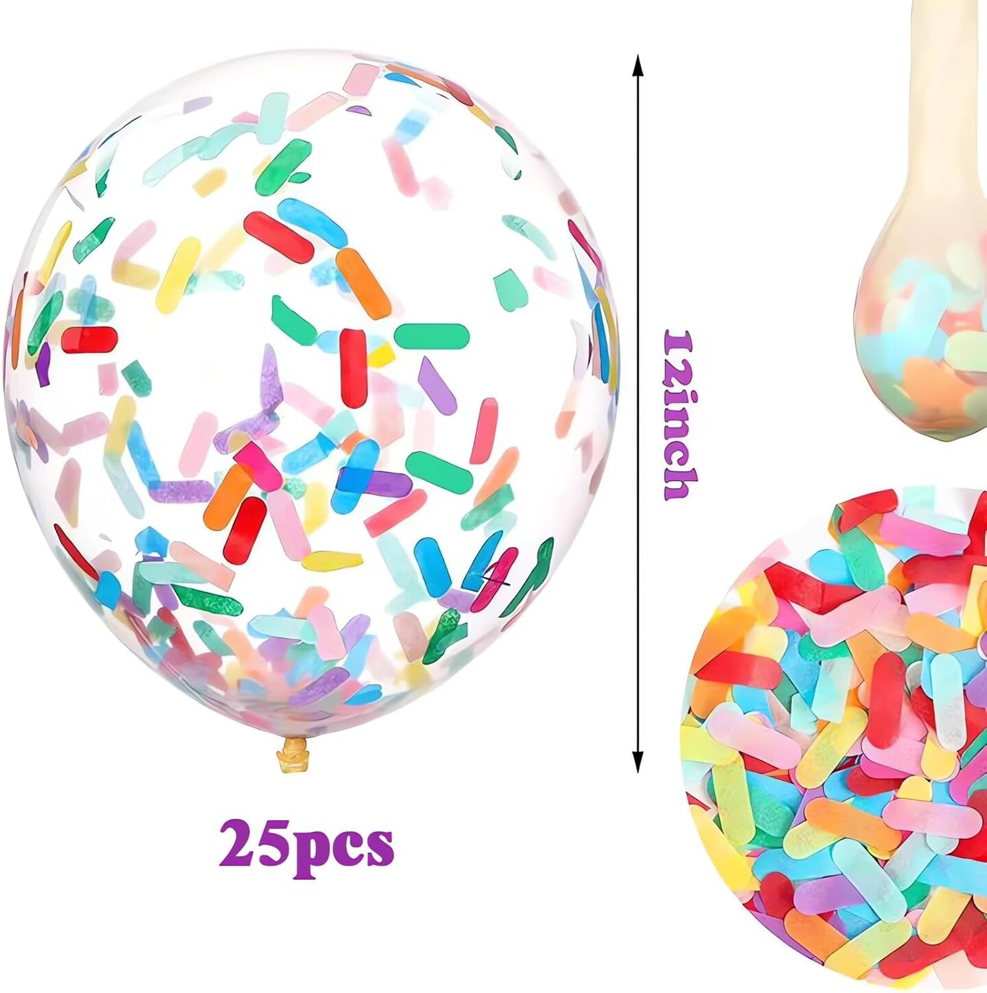 Confetti Balloons/candy confetti balloons/Ice cream sprinkle balloons/birtthday party confetti balloons for baby shower/birthday party/family parties 25pcs