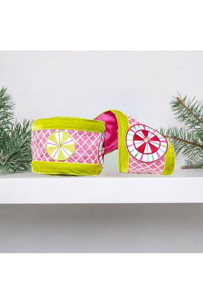 4&#x22; EXCLUSIVE Sweet Candy Ribbon: Lime Green/Pink (5 Yards)