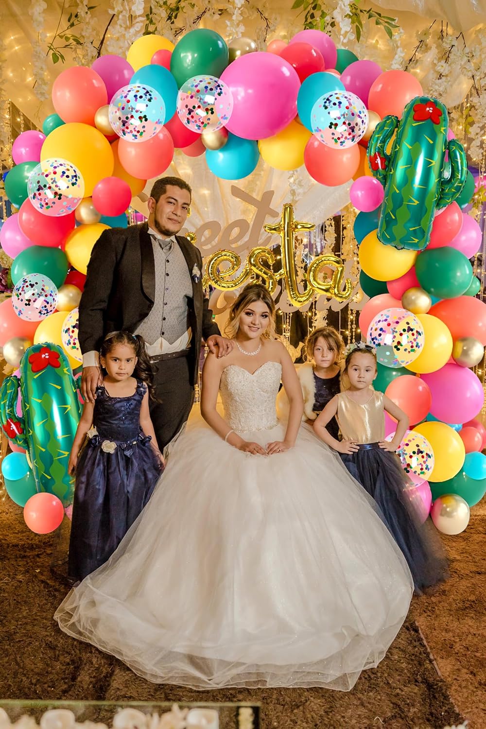 Cinco De Mayo Fiesta Party Decorations - Mexican Themed Balloons Garland Arch Kit + Circle Dot Garland for Birthday Decor Supplies (No Air Pump)