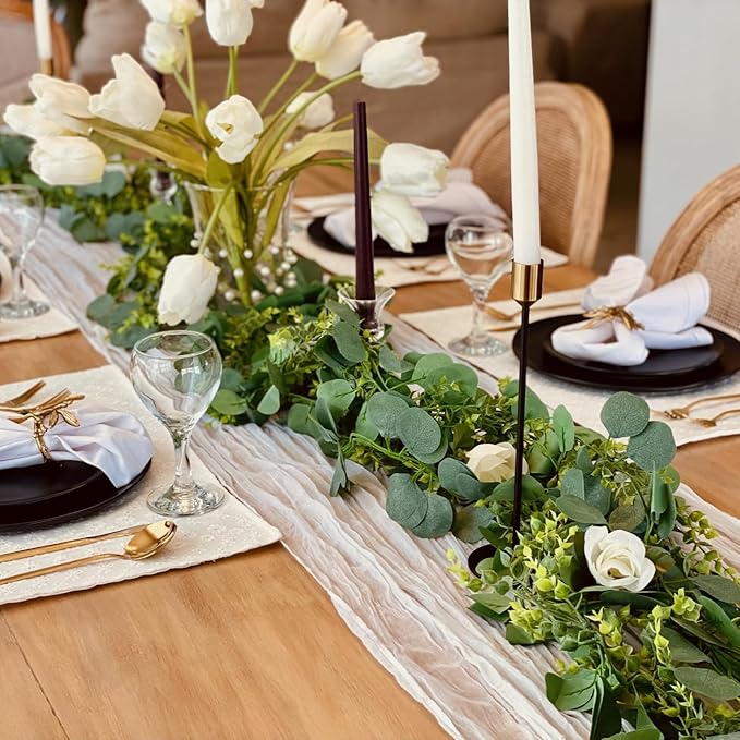 6 Pack 5.9Ft Eucalyptus Garland,Artificial Eucalyptus Leaves Table Greenery Garland Wreath Vines for Wedding Party Table Bedroom Wall Decor