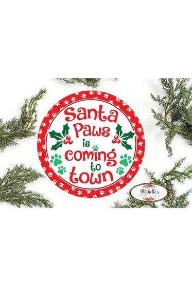 Santa Paws Christmas Round Sign
