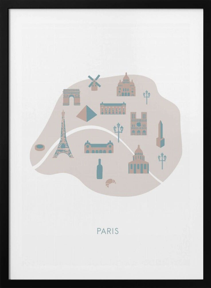 Paris Map by Pictufy Studio II Framed Art