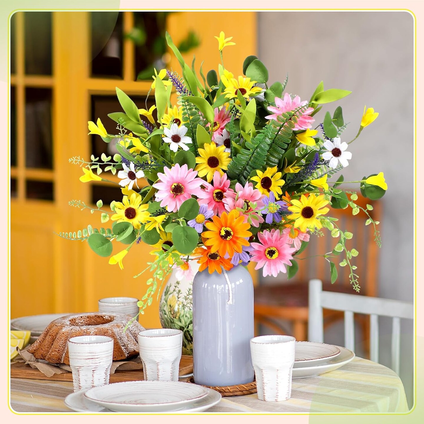 12 Bundles Summer Bundles &#x26; Bouquets Artificial Flowers for Decoration 16 Inch Fake Daisy Wildflowers