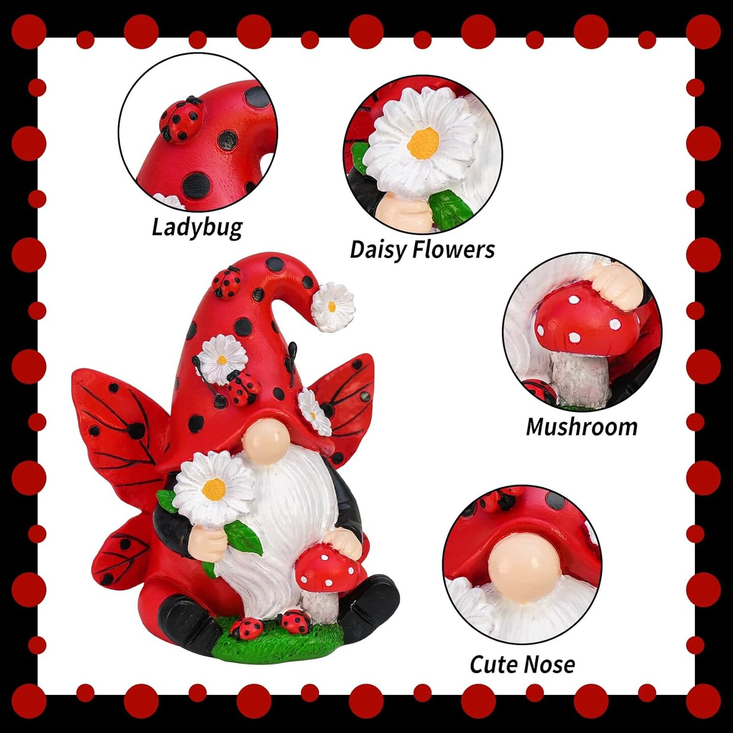 Ladybug Gnomes Decorations Resin Ladybug Figurines Decor Spring Kitchen Decor