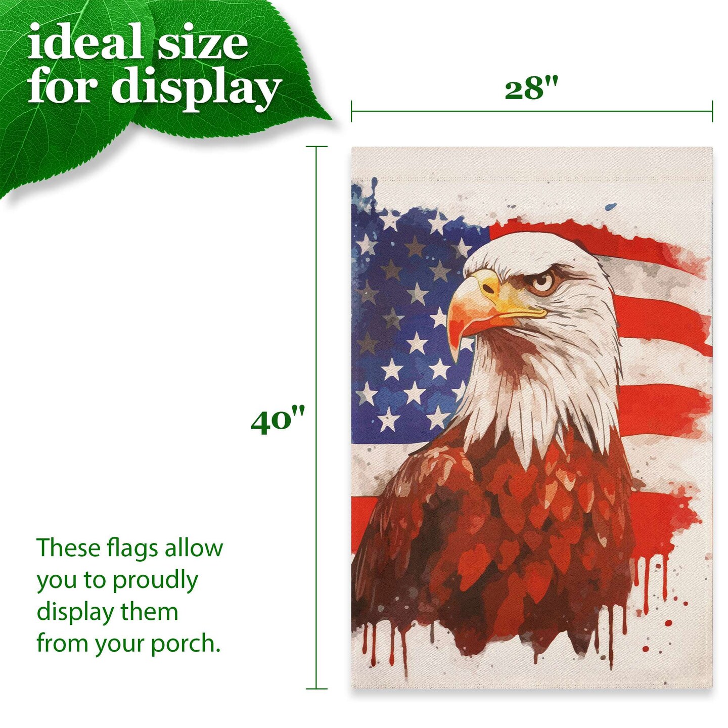 G128 Patriotic Bald Eagle Printed 28x40 In House Flag Double Sided Independence Day Yard Garden Lawn Decoration