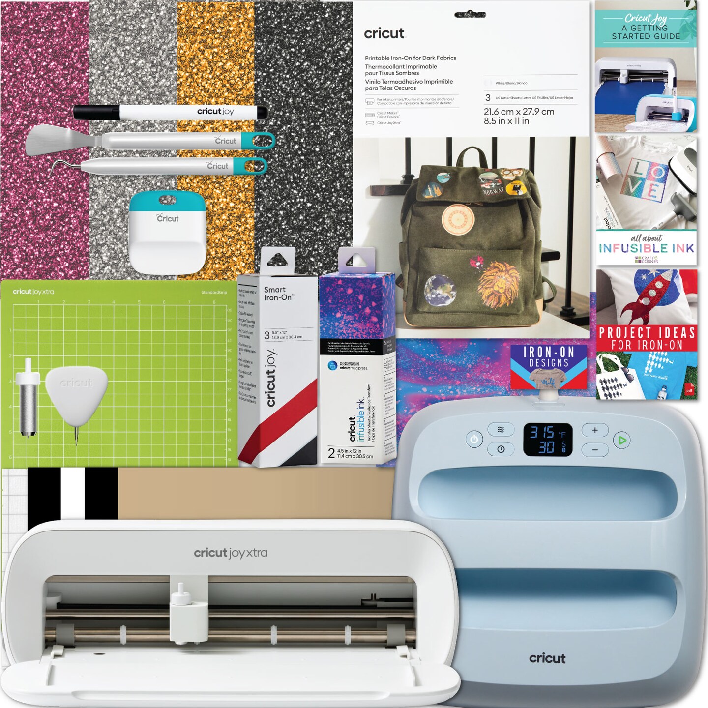 Cricut Joy Xtra Machine with EasyPress 3 9x9 and Heat Press Materials Bundle