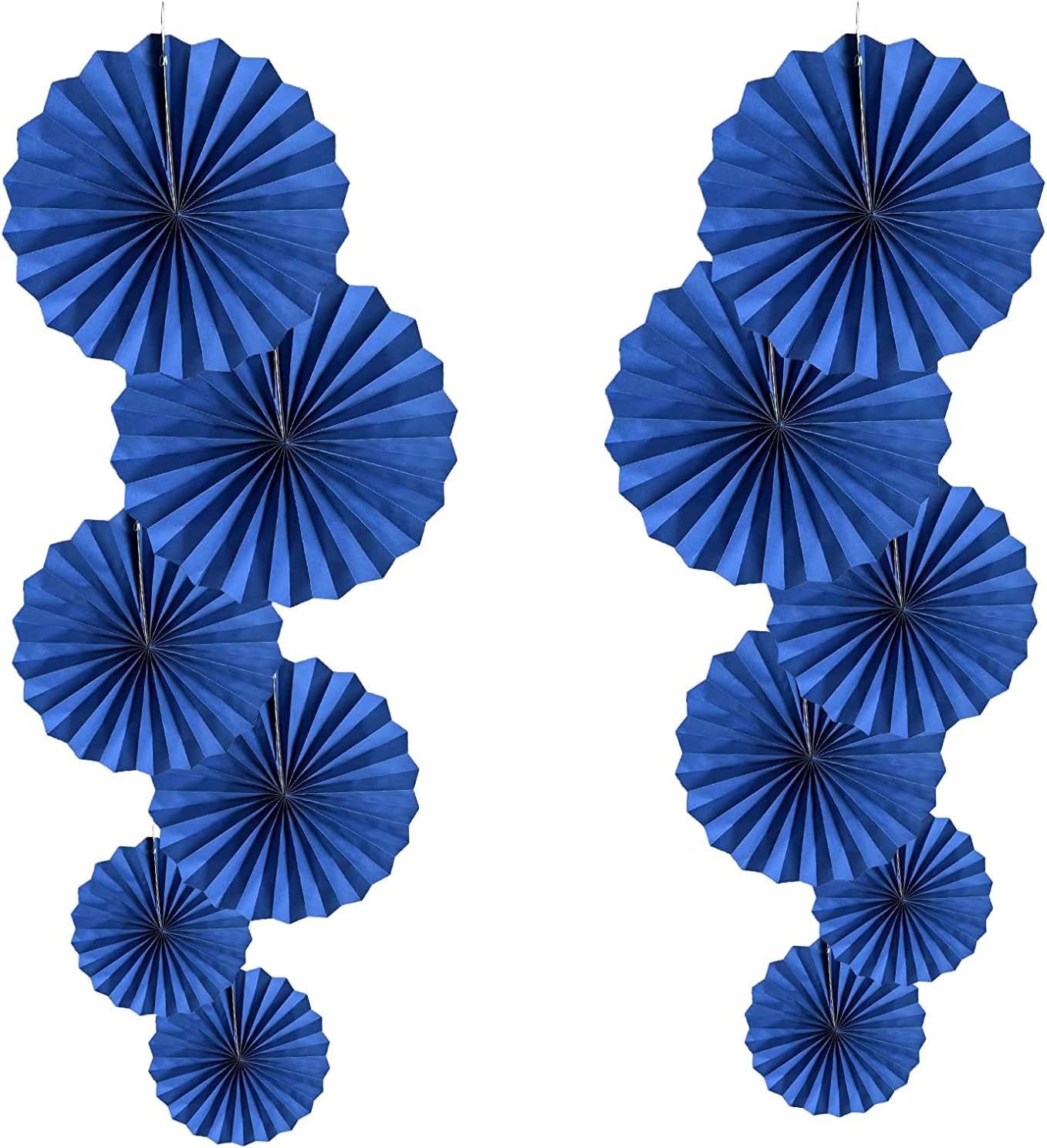 Blue Party Hanging Paper Fans DIY Set&#xFF0C;12pcs Set Paper Fans Set Hanging Pinwheels Fan DIY Paper Craft for Wedding Birthday Christmas Party Decoration Hanging Paper Fan Flower Decoration (Blue)
