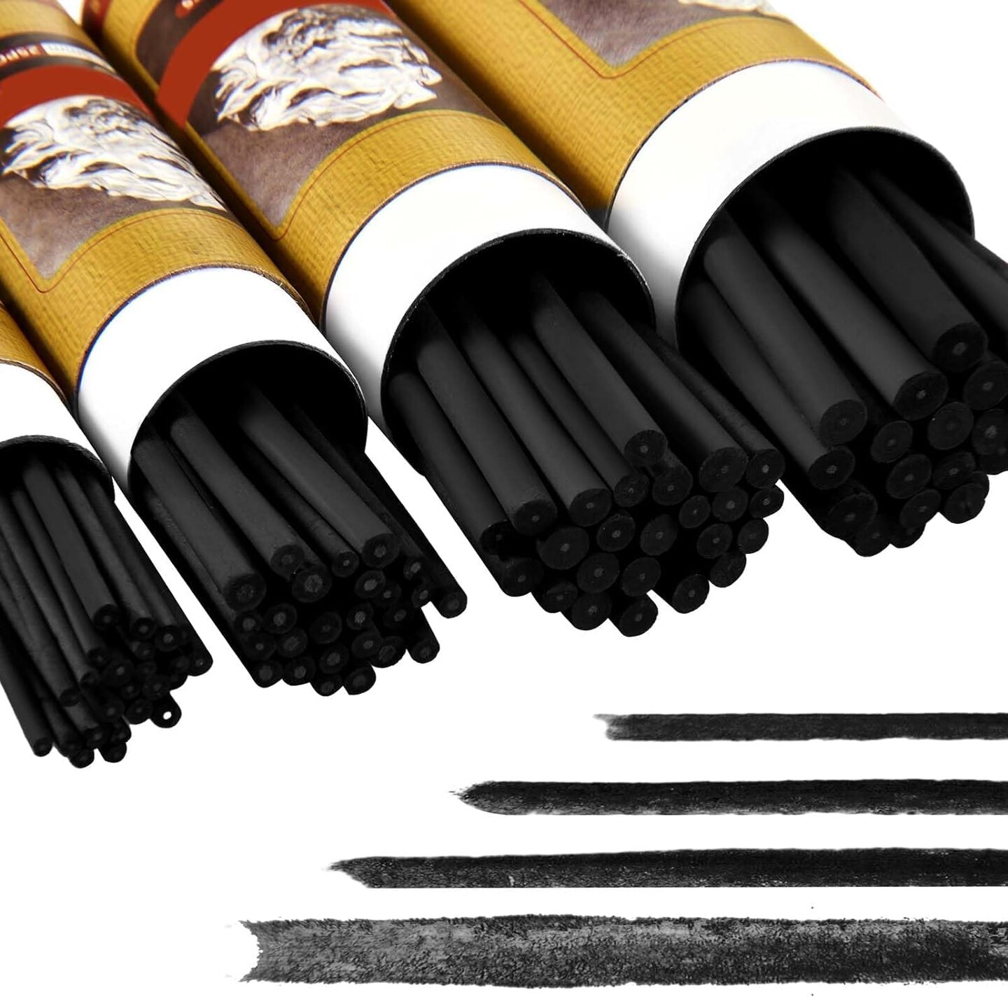 100 Pieces Willow Charcoal Sticks, Willow Charcoal, Soft Black Drawing Charcoal for Sketching and Drawing Art Sketch Artists Supplies, 5.7 Inch in Length (2-4, 4-5, 5-7,7-9 mm)