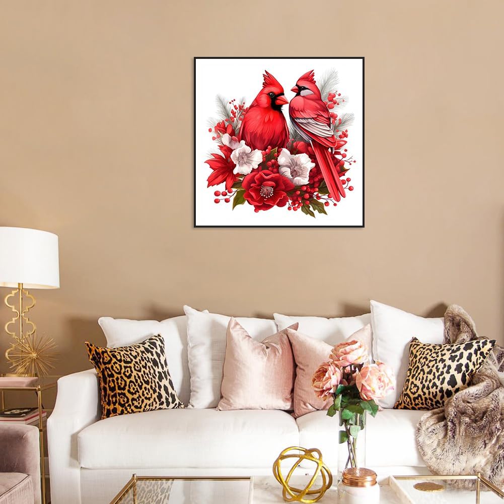 Diamond Painting Kits for Adults, Cardinal Round Full Drill Diamond Art Kits, 5D DIY Paint with Diamonds Crafts