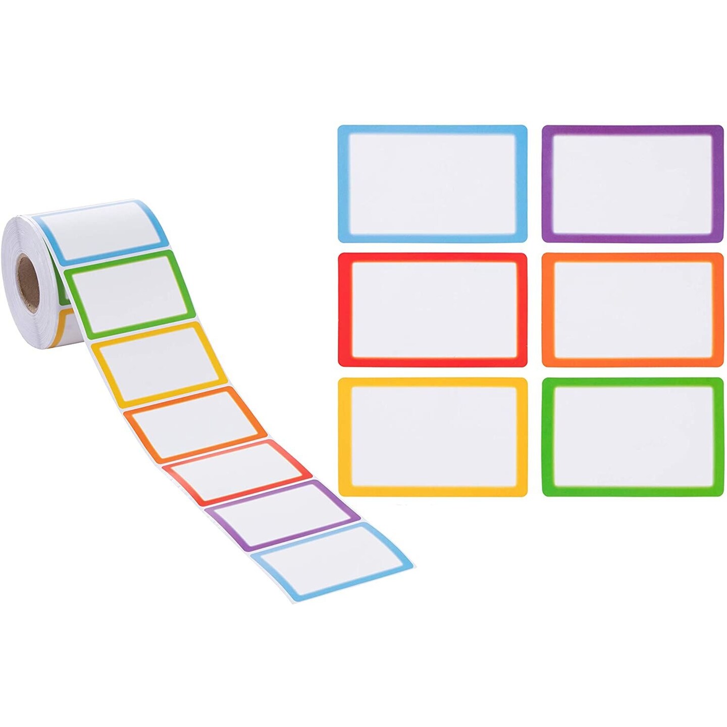 600 Stickers, Colorful Plain Name Tag Labels for Classroom, School Supplies for Teachers, 6 Colors, 3.5 x 2 In