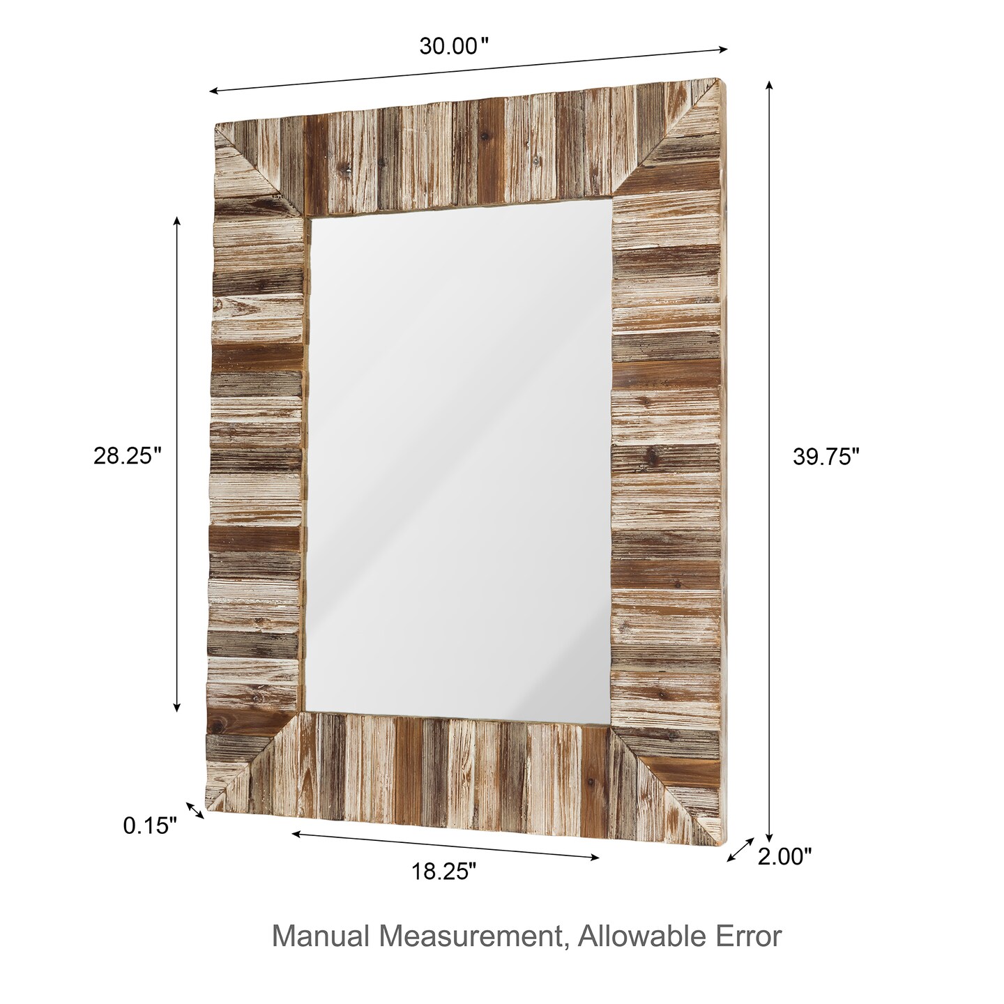 Set of 2 40&#x22;&#xD7; 30&#x22; Farmhouse Rectangle Wooden Frame Wall Mirror Bathroom-vanity Drawing Room Decor