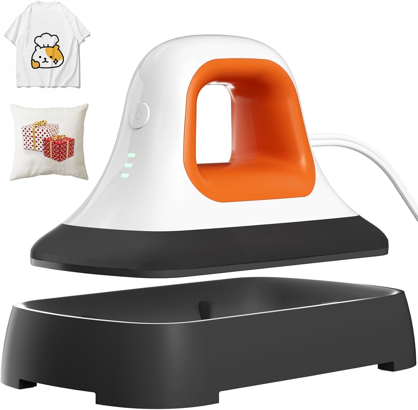 Mini Heat Press Machine - (7&#x22;&#xD7;3.8&#x22;), Heating Sublimation Transfer Projects for Tshirt Hats Bags Pillows Shoes Aprons,Features Insulated Safety Base, 3 Temperature Modes (Orange)