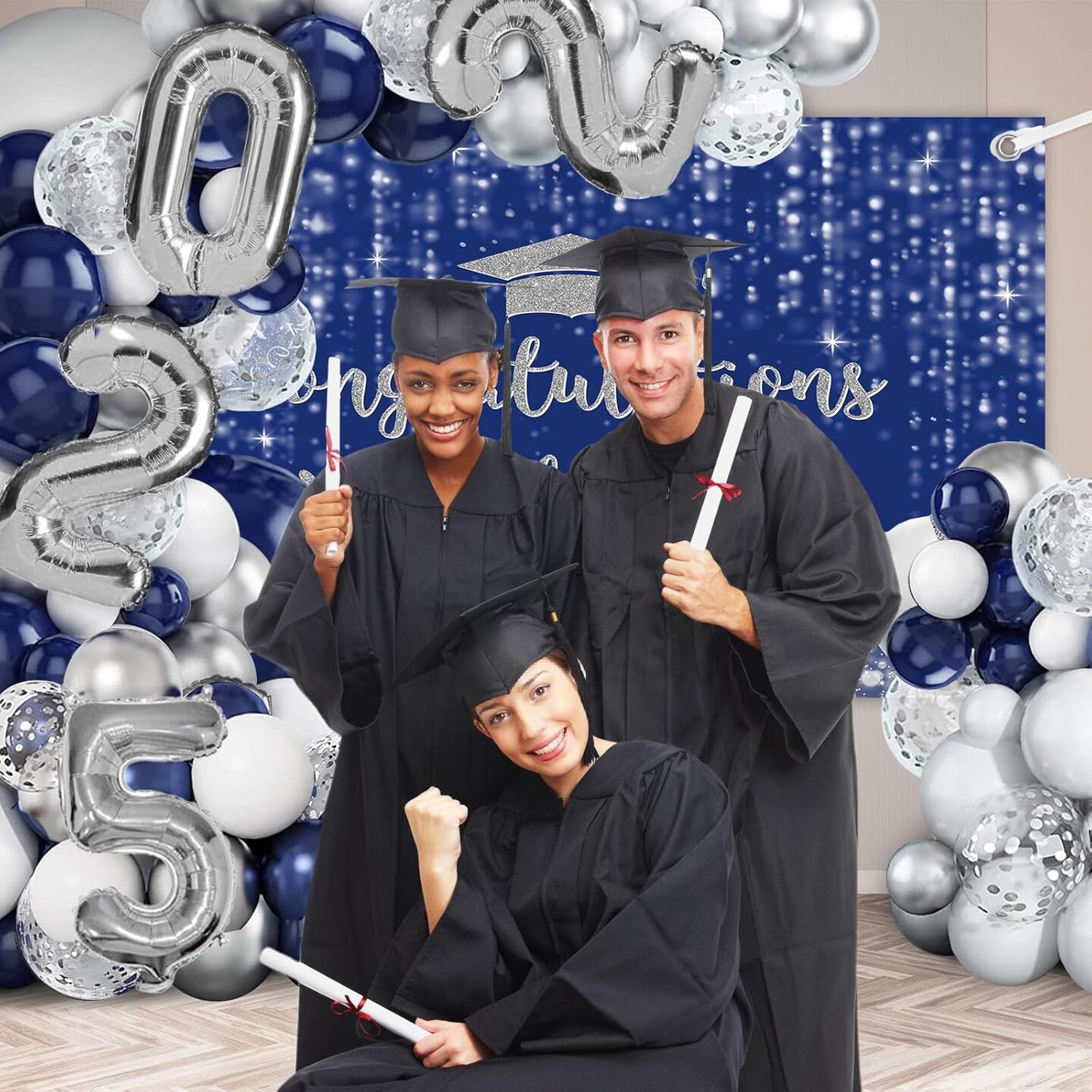 Blue Graduation Decorations Set Class of 2025 Graduation Balloon arch kit Congrats Grad Balloons Set 152PCS Graduates High School College Party Supplies