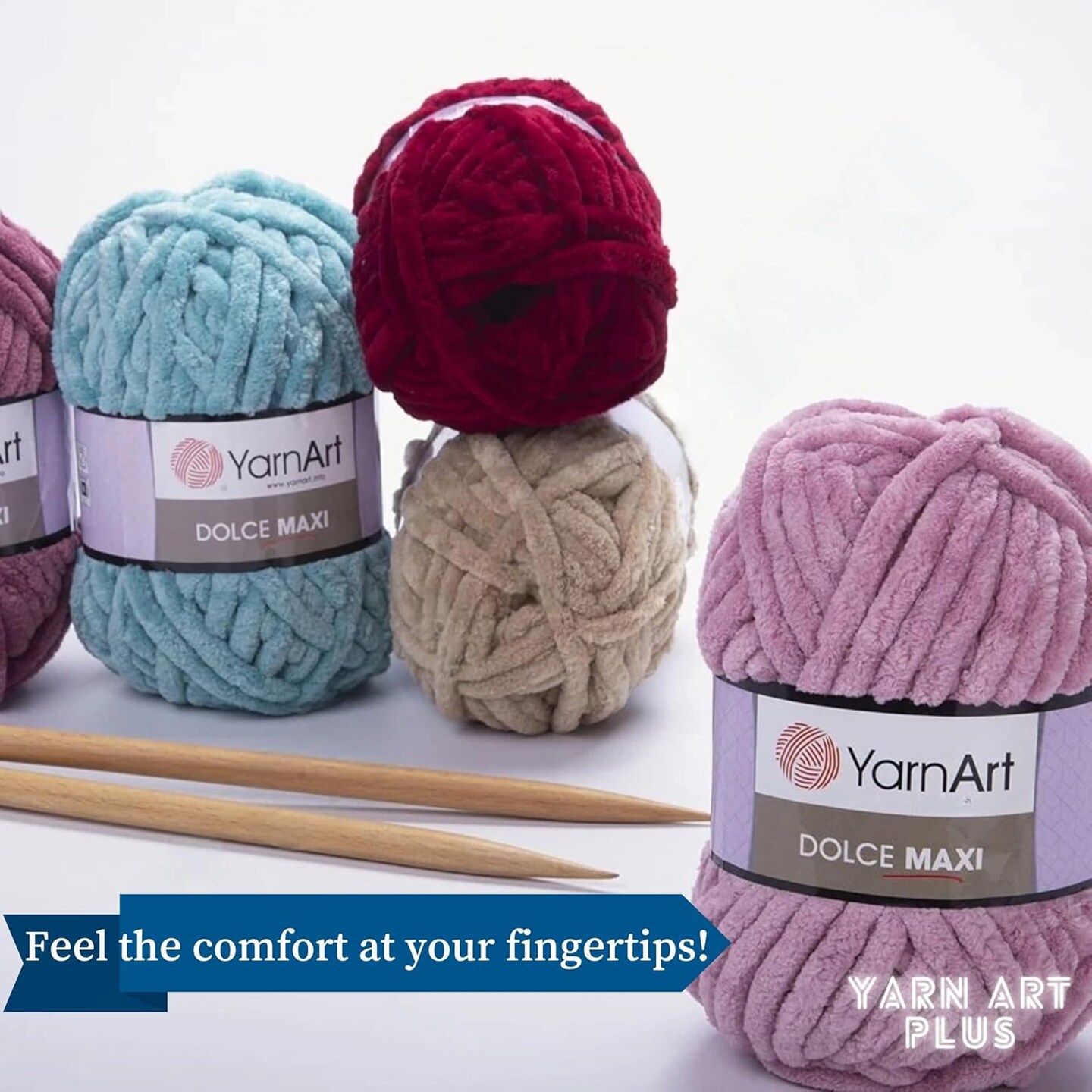 2 Skein Yarn Art Dolce Maxi, Premium Velvet Yarn, Super Soft Bulky 6 Fluffy Bulky for Knitting Crocheting Crafting Blanket Amigurumi Soft Velvet Baby Shedding 400gr, 152 Yards (Black)