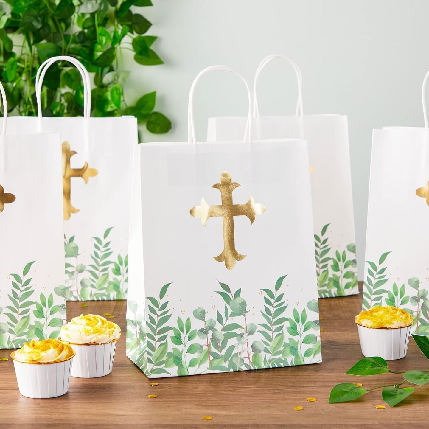 15 Pack of Religious Party Favor Gift Bags for Easter Christening Gifts, for Girls and Boys Baptism