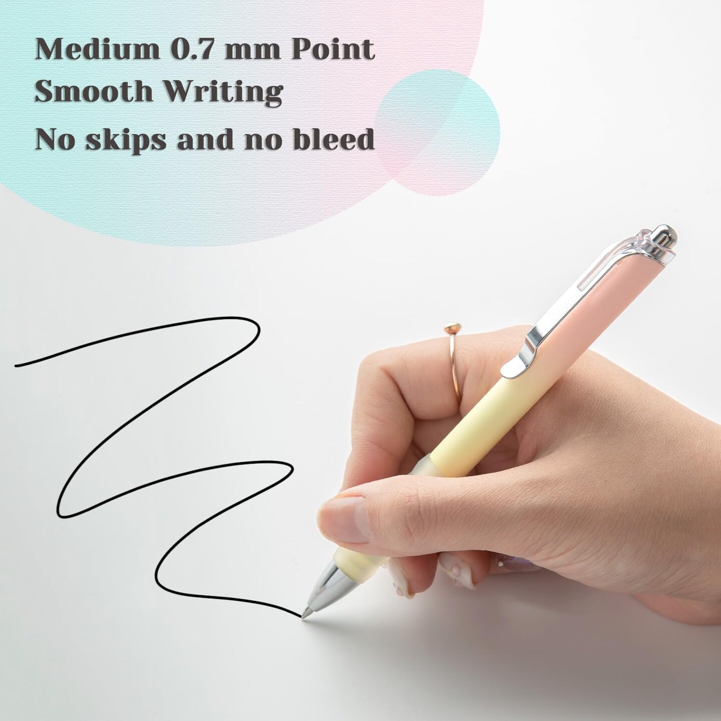 12-Piece Gel Pens, 0.7mm Medium Point, Black Ink, Retractable