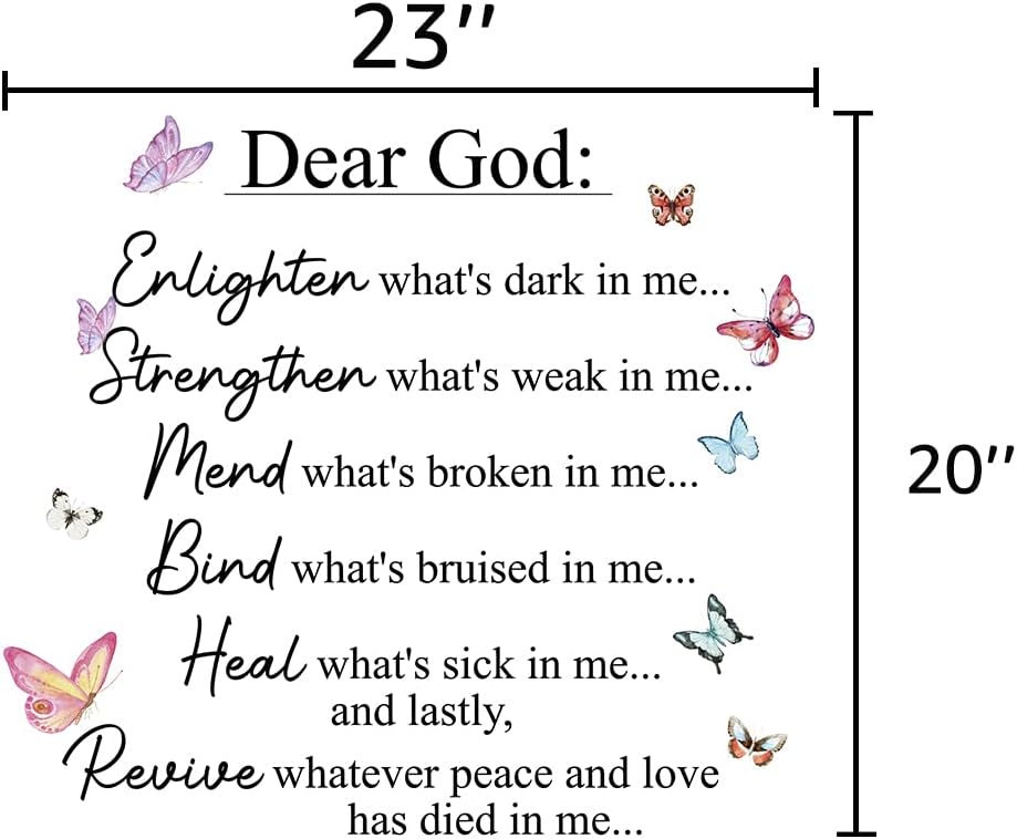 Inspirational Quotes Vinyl Wall Decal Stickers Dear God Enlighten What&#x27;s Dark in Me, for Bedroom, Living Room, Motivational Uplifting Quotes Vinyl Decal, Motivational Saying Wall Quote (23&#x27;&#x27;&#xD7;20&#x27;&#x27;)