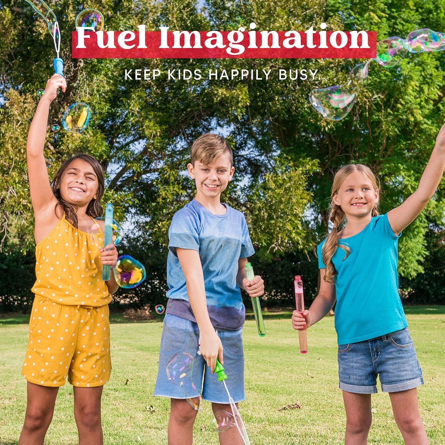 14.6’’ Big Bubble Wands for Kids, 1 Dozen Bubble Wand Bulk with Refill Solution for Summer Toy Party