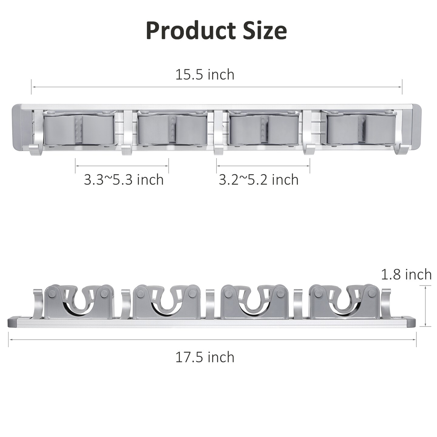 Mop and Broom Holder Wall Mount – Heavy Duty Tool Rack Organizer for Garage, Laundry Room, Kitchen, Closet (Space-Saving Storage)