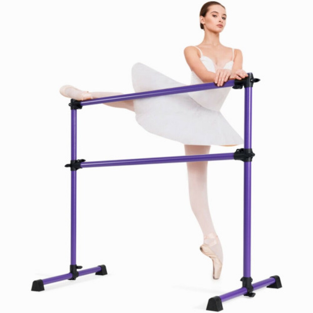 Adjustable Freestanding Ballet Barre with Double Poles and Non-Slip Feet