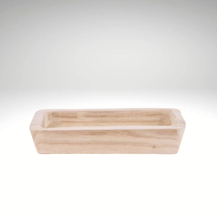 Natural Paulownia Wood Tray 15&#x22; &#x2013; Rustic Decorative Rectangle Bowl for Farmhouse Centerpieces, Entryway or Coffee Table Styling-AW3040