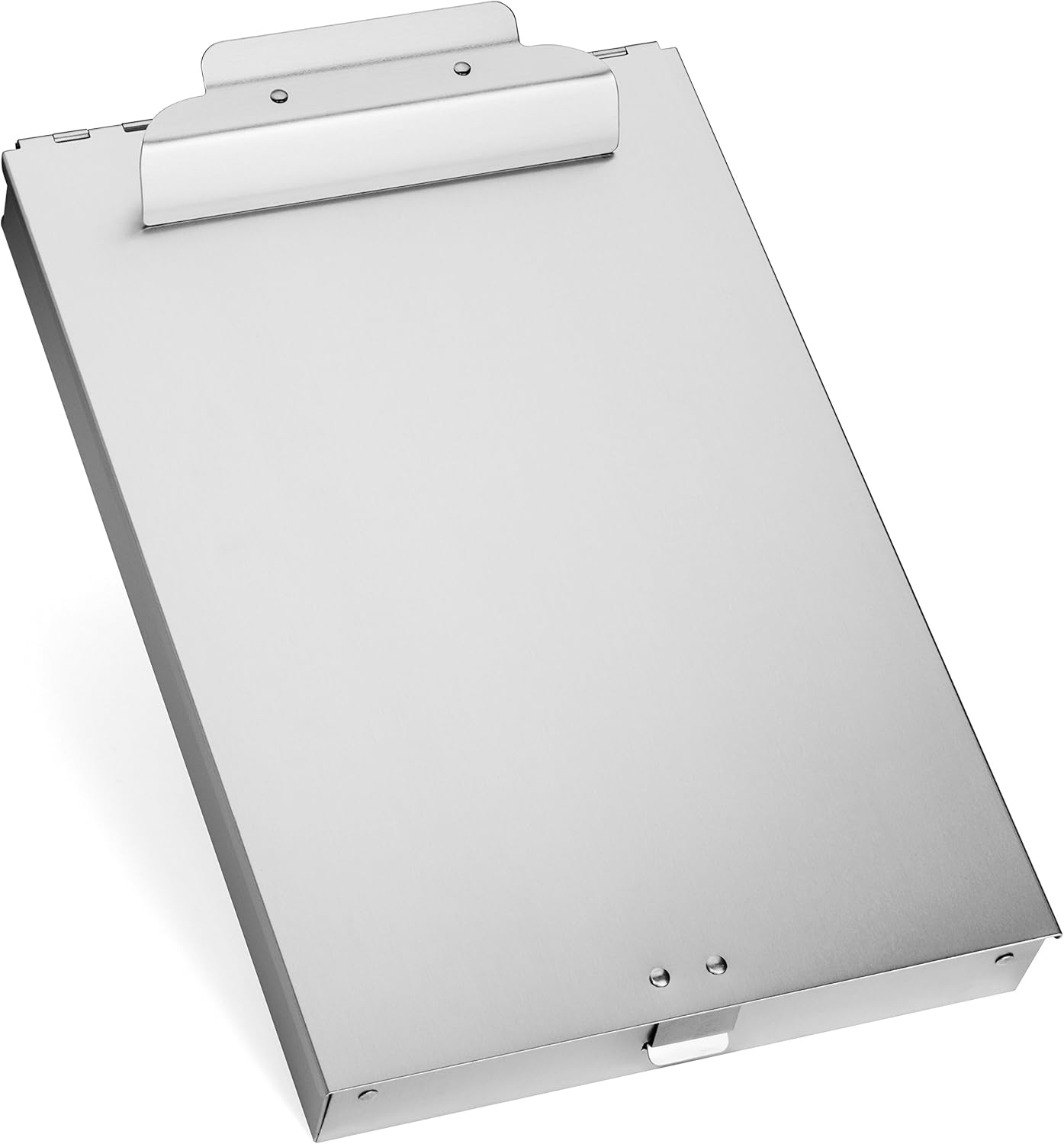 Aluminum Dual Storage Clipboard – 2 Compartments, Heavy-Duty Letter Size Clip