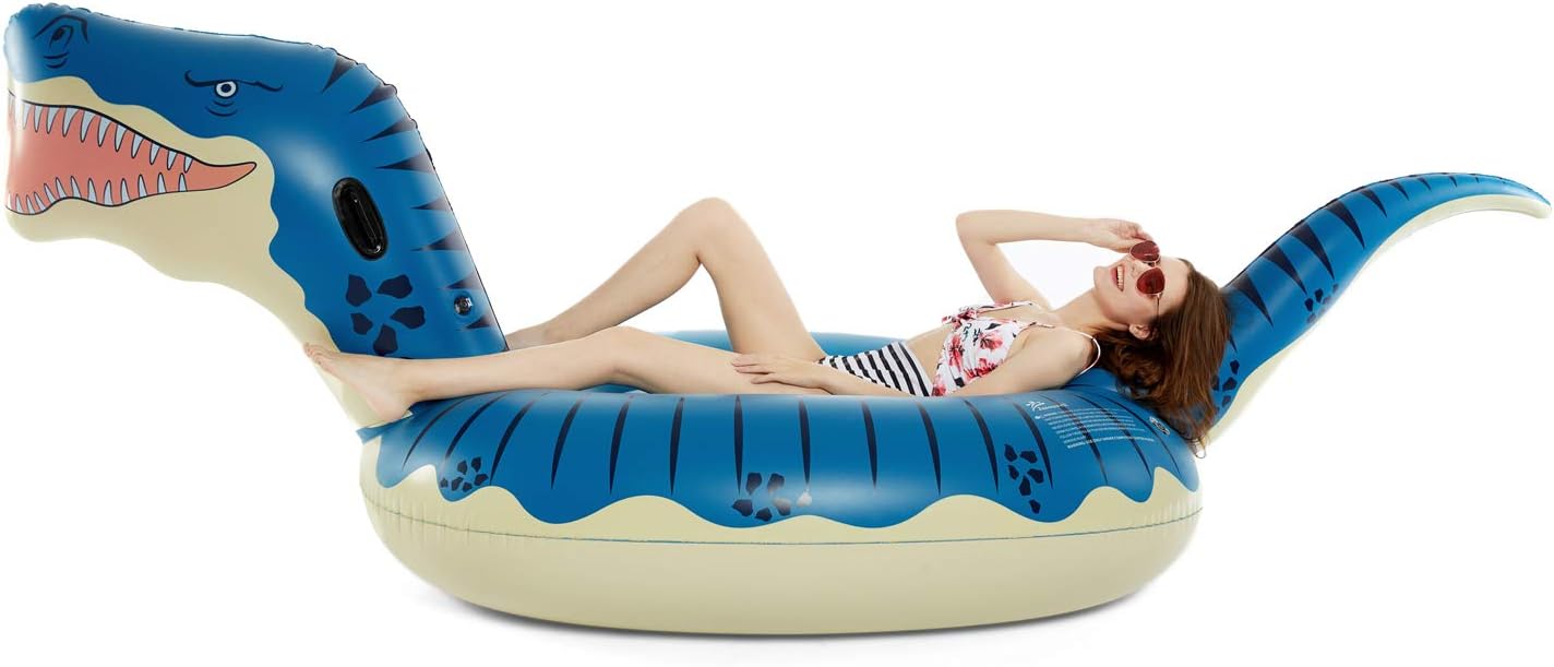 Inflatable Dinosaur Swimming Pool Float for Kids Boys Girls Adults 124&#x27;&#x27; Giant Tyrannosaurus Rex Floatie Summer Beach Ride on Party Pool Raft Lounge Toys