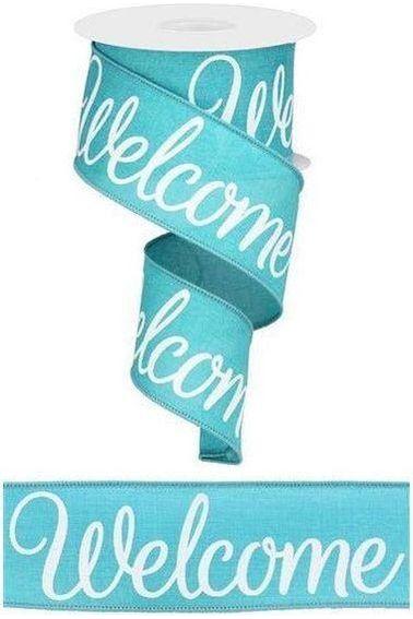 2.5&#x22; Welcome Royal Ribbon: Light Teal (10 Yards)