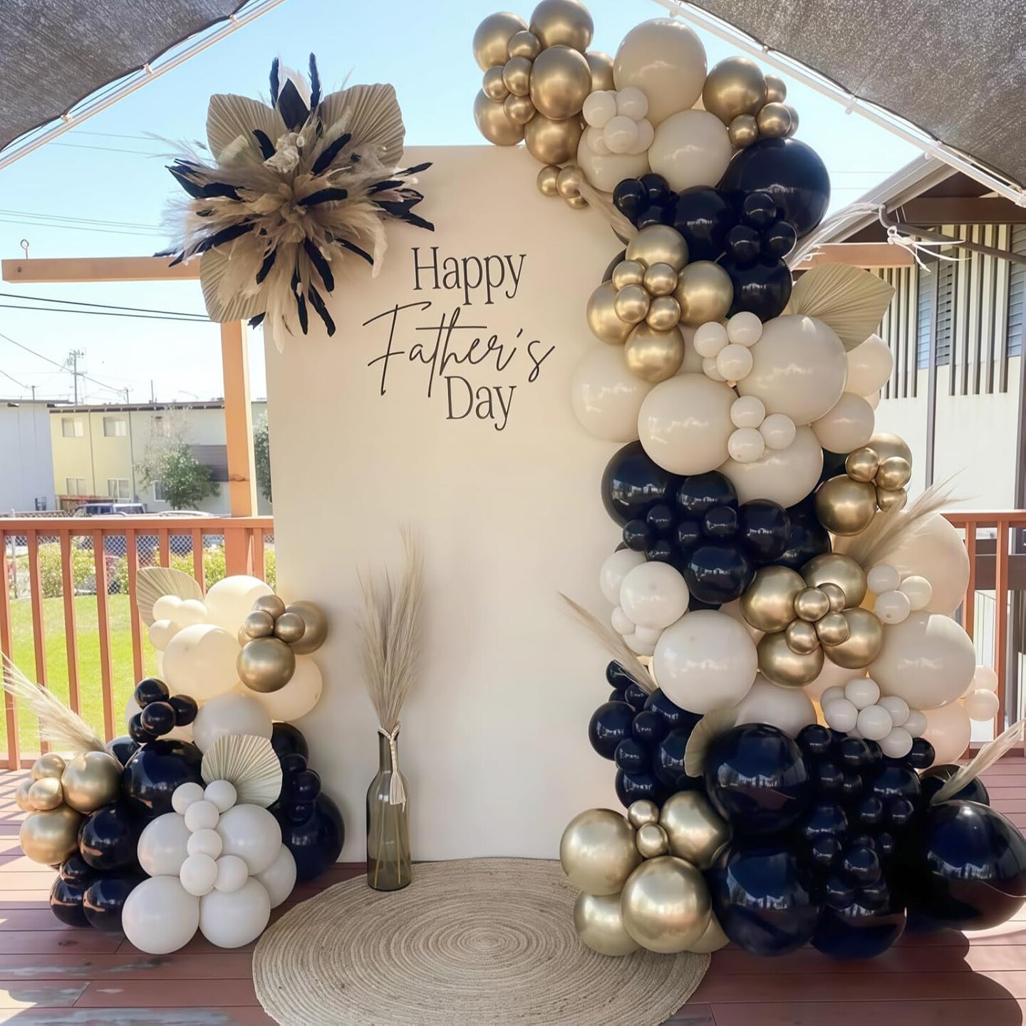 Black and Gold Balloons, 12 Inch 35PCS Black and White Balloons with Metallic Gold Latex Balloon