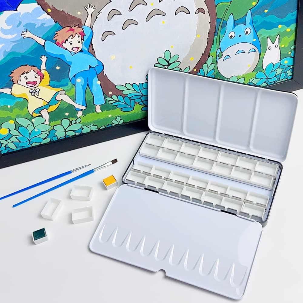 Watercolor Tins Palette Paint Case Large Watercolor Palette Box Metal Tin - Will Hold 48 Half Pans or 28 Full Pans