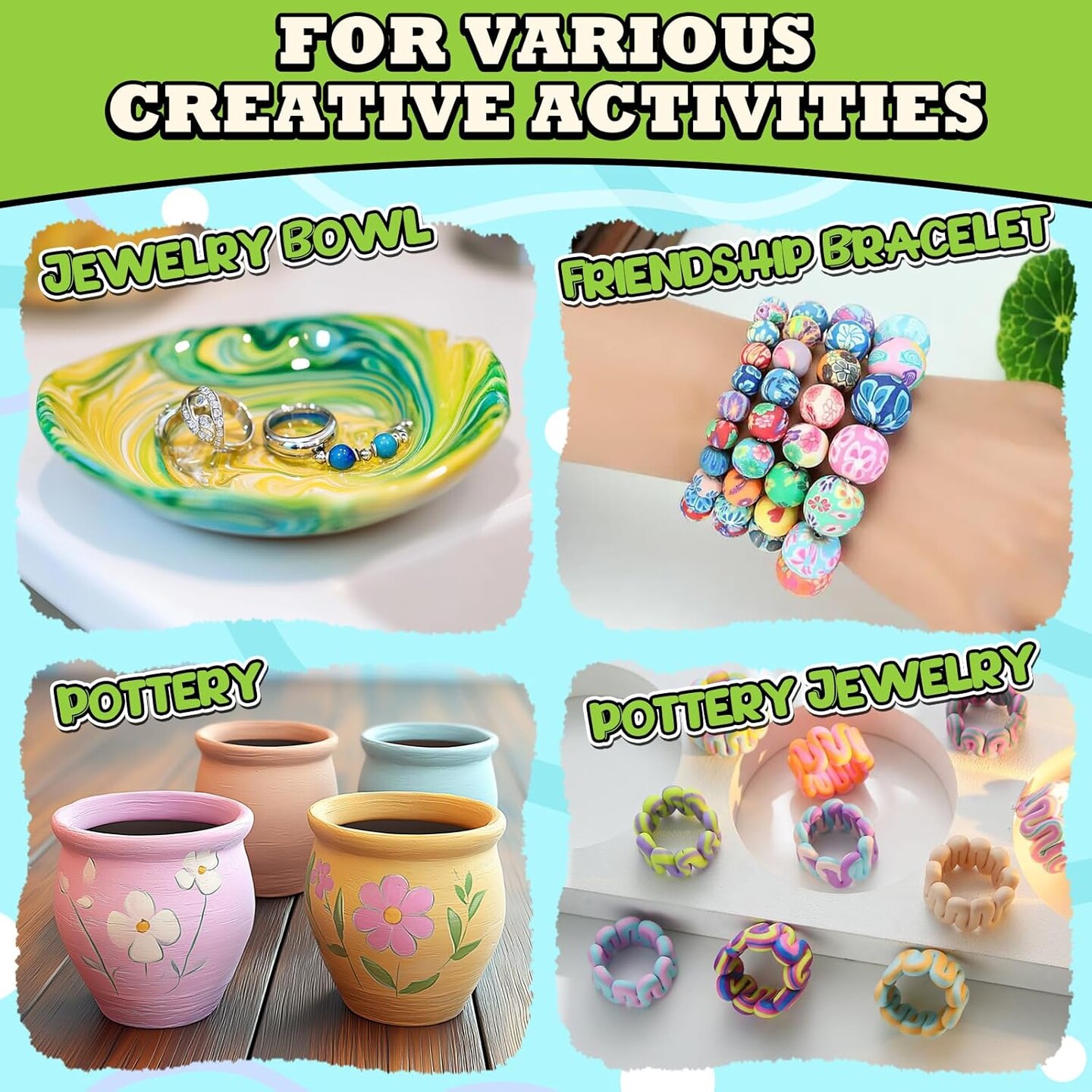 Premium Air Dry Clay for Kids - Natural Modeling Pottery Clay for Wheel, 3.3lbs Kids Arts &#x26; Crafts Supplies for School Classrooms, Easter Gifts Toy for Kid, White