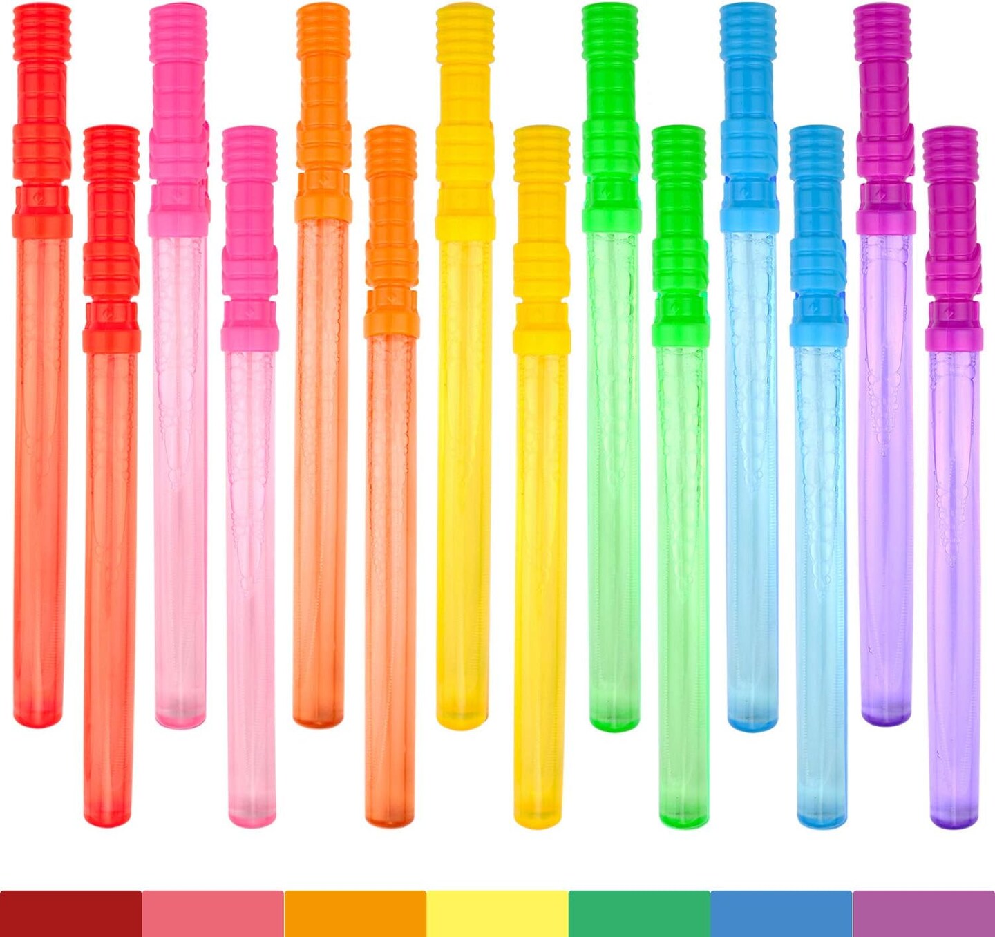 Bubble Wand, 14&#x22; Big Bubble Wand Set(14 Pack 7 Colour), Non-toxic Smelless Bubble Toy For Kids Child Birthday Party