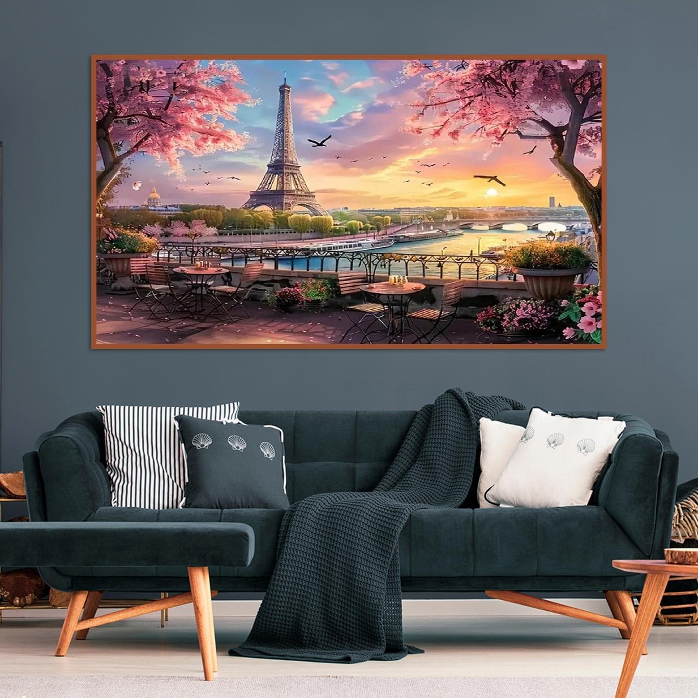 5D Large Diamond Art Painting,Eiffel Tower Diamond Art Kits for Adults,DIY Full Drill Crystal Rhinestone Arts and Crafts,Cityscape of Paris Art Painting with Diamond Home Wall Decor
