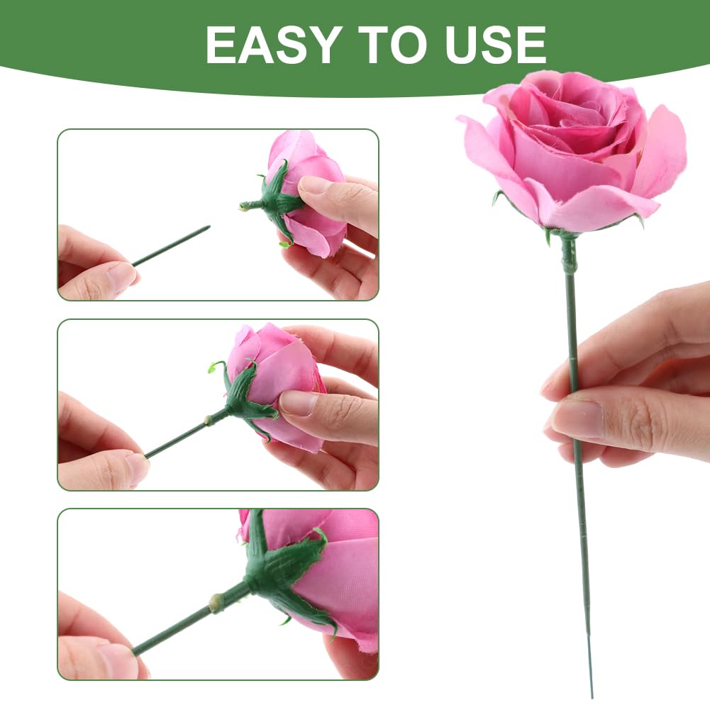 Floral Flower Stem Wire,100pcs Floral Stem Wire Plastic Artificial Flower Green Stem Rod for Craft Bouquets Flower Stems Garland Making Flower Arrangements Supplies (6.69 inch/17cm)