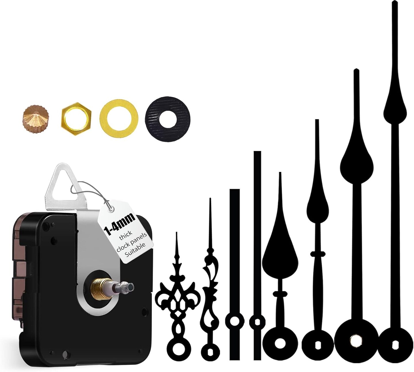 Large Wall Clock 12888 Movement Replacement, I Shaft High Torque Clock Parts, Quartz Clock Mechanism Battery Operated, Giant Wall Clock Motor Repair DIY(DW-12888-I, with 4 Packs Clock Hands) 2.2"W x 1.33"H