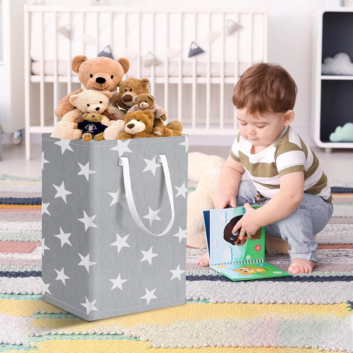 Large Collapsible Laundry Hamper, Waterproof Storage Basket with Handle, Freestanding Clothes Hampers, for Laundry Room, Bathroom, Bedroom, Clothes and Toys