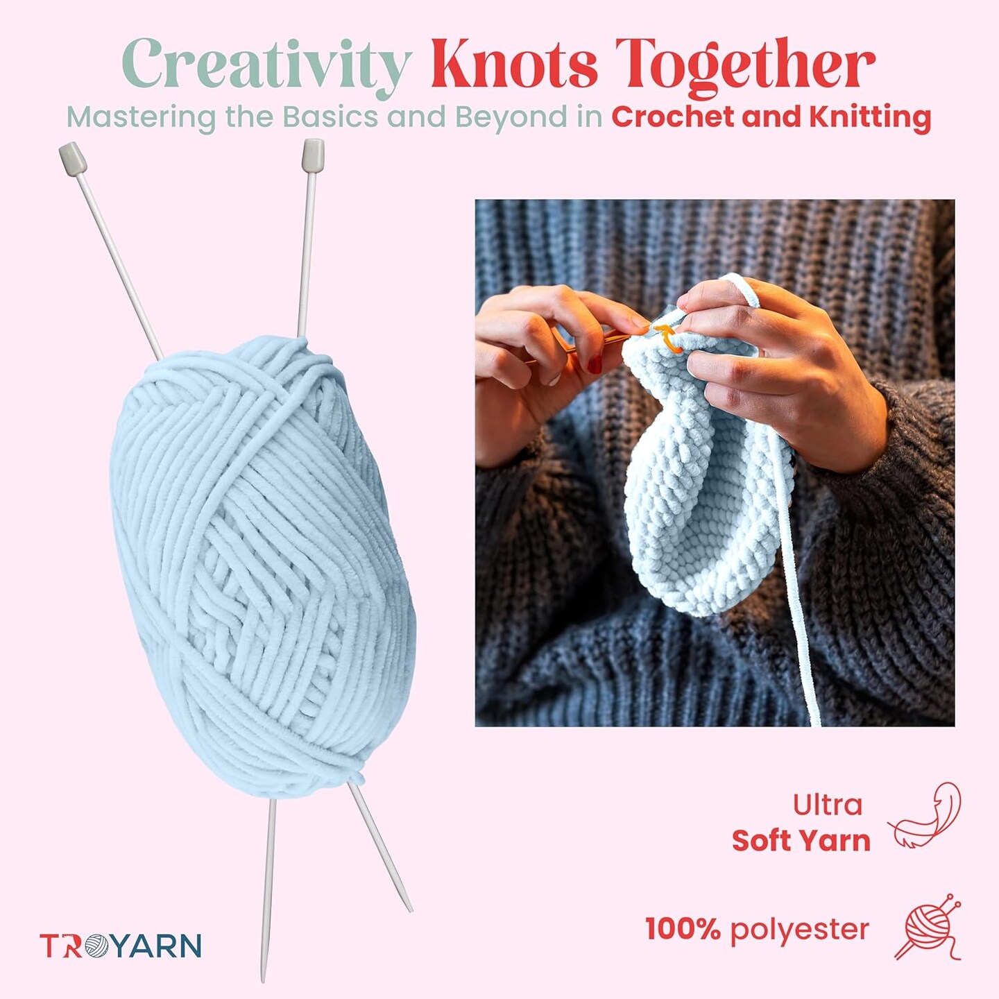 Velvet Yarn for Crocheting - Chenille, Amigurumi, Fluffy, Plush, Baby Blanket Yarn, Size 6, 100g (132 Yards)