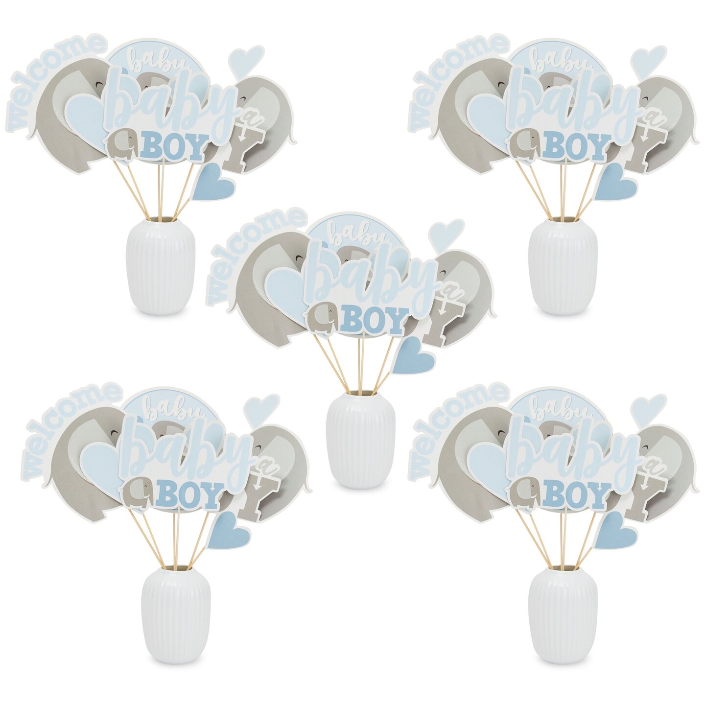 30 Pieces Elephant Baby Shower for Boys Party Decorations, Centerpiece Stick Table Toppers