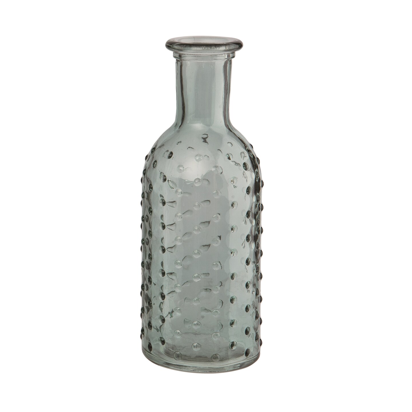 Transpac Clear Glass Hobnail Bottle Vase 7.45" - Decorative Tabletop Vase for Spring, 2.75" x 2.75", Clear Glass, Indoor Use
